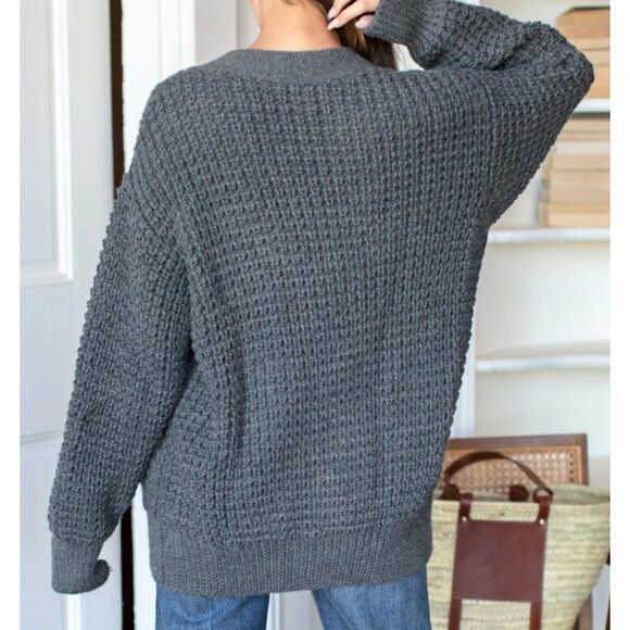 Emerson Fry Cozy Cable Cardigan - Alpaca - Charcoal - Picture 8 of 15